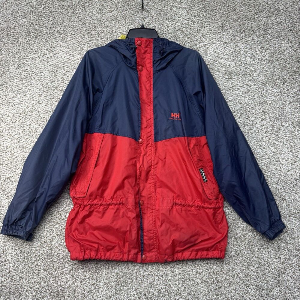Vintage Helly Hansen Packable Jacket Men's Small Slicker Sailing Blue Red Y2K‎